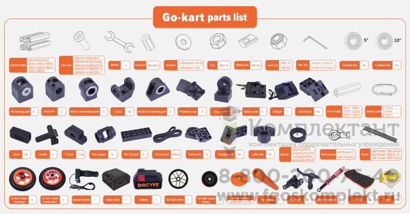 Конструктор трансформер Docyke Go-kart (Го-карт)  15 в 1
