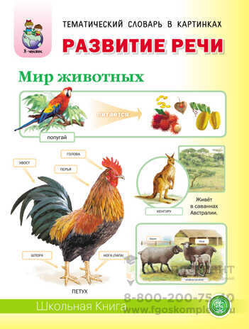 Развитие речи. Тематический словарь в картинках. Мир животных. Дурова И.В.